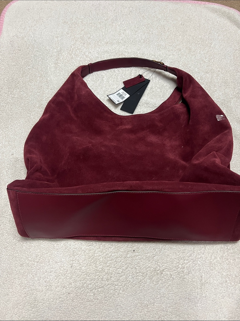 Donna Karen New York Bellmore Extra Large Suede Hobo With Bezel Strap - Picture 7 of 14